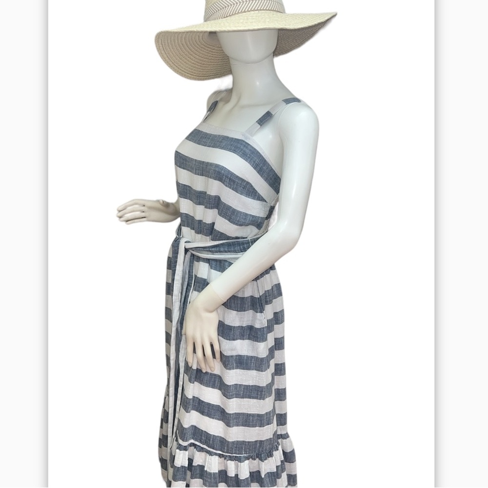 Striped Dress Romantic Cottagecore Blue White soft cotton/gauze / lined No Tags